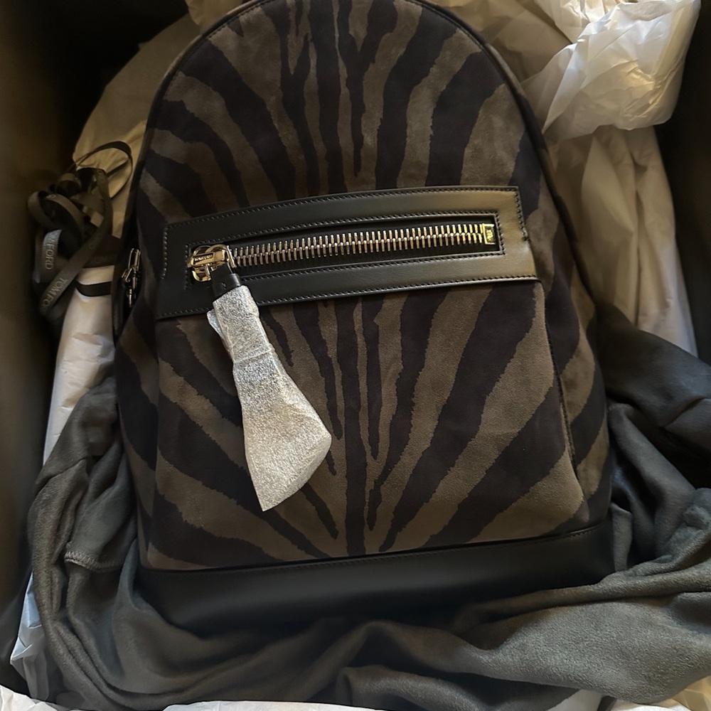 Zebra Print Backpack with Black Accents